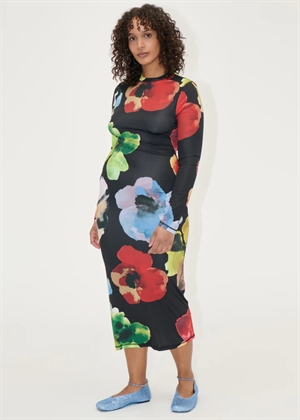 Pullover long sleeve midi kjole Watercolor Bloom Stine Goya